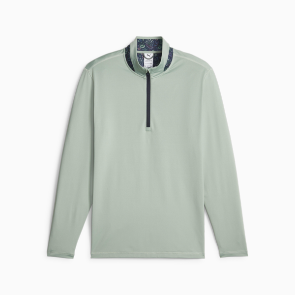 PUMA x LIBERTY Men's Golf Quarter-zip, Green Fog-Navy Blazer, large-ZAF