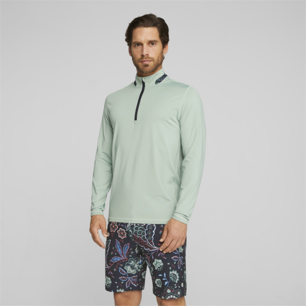 PUMA x LIBERTY Men's Golf Quarter-zip, Green Fog-Navy Blazer, large-ZAF