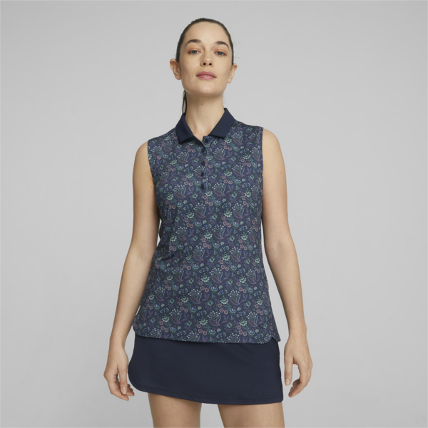 PUMA x LIBERTY Women's Sleeveless Golf Polo, Navy Blazer, large-ZAF