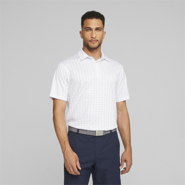 PUMA x ARNOLD PALMER Dash Men's Golf Polo, White Glow-Navy Blazer, large-ZAF