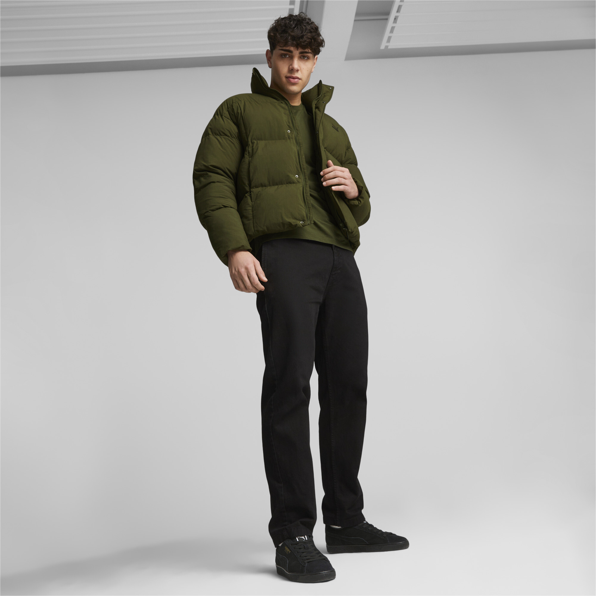 Men's Puma Classics's Oversized Puffer, Green, Size L, Clothing