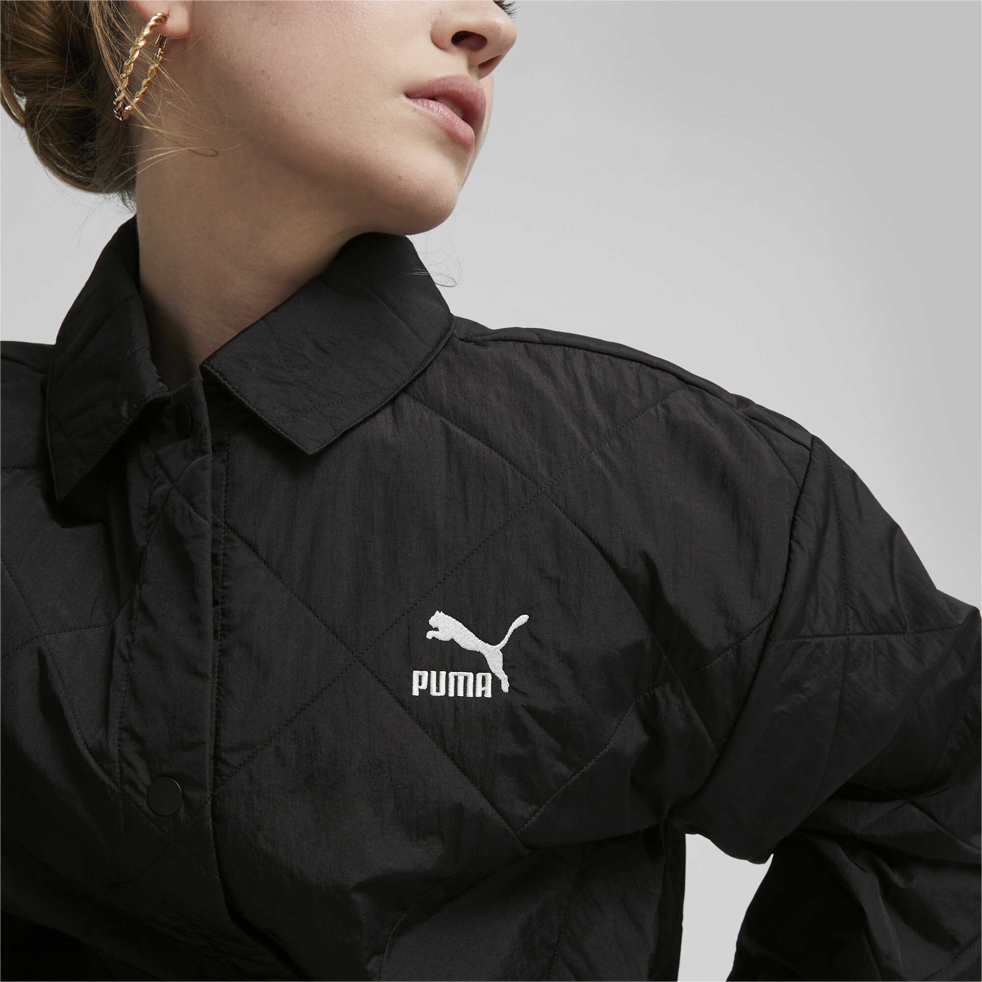 Women's Puma Classics's Chore Jacket, Black, Size L, Clothing