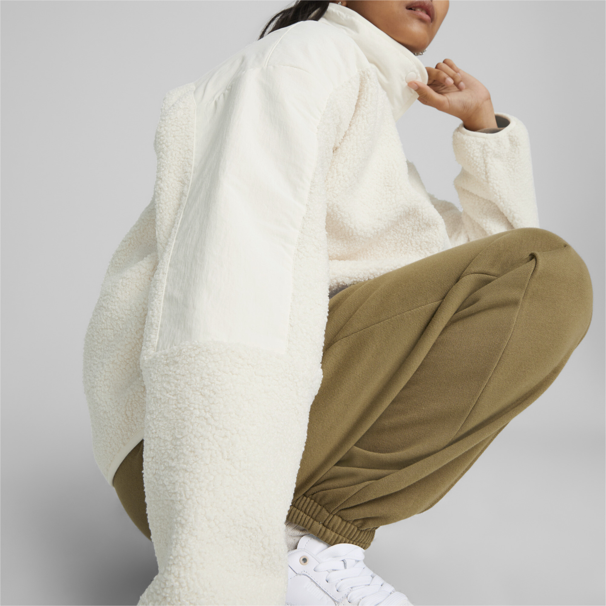 Women's Puma Classics's Sherpa Jacket, White, Size M, Clothing