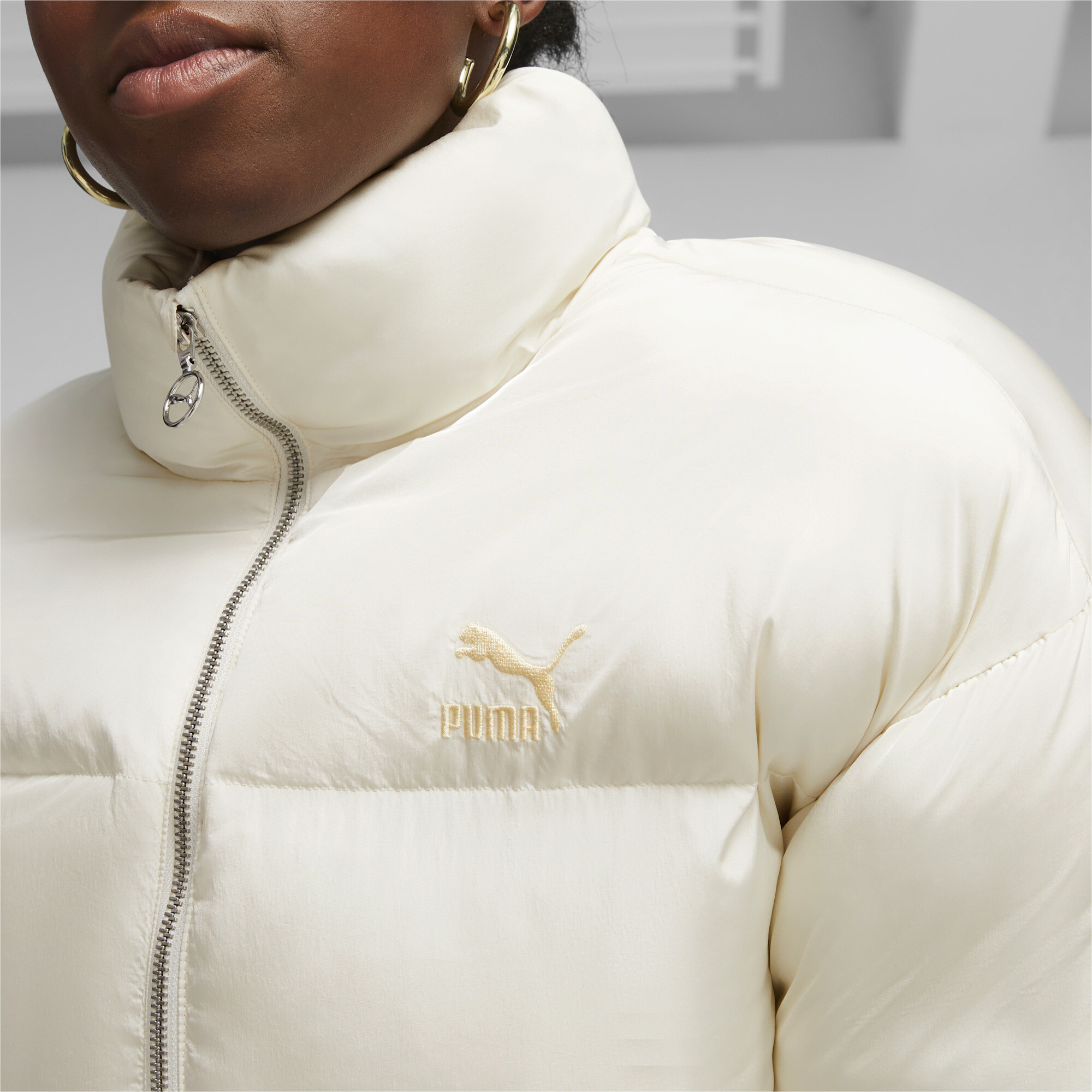 Women's Puma Classics Oversized's Puffer Jacket, White, Size XL, Clothing