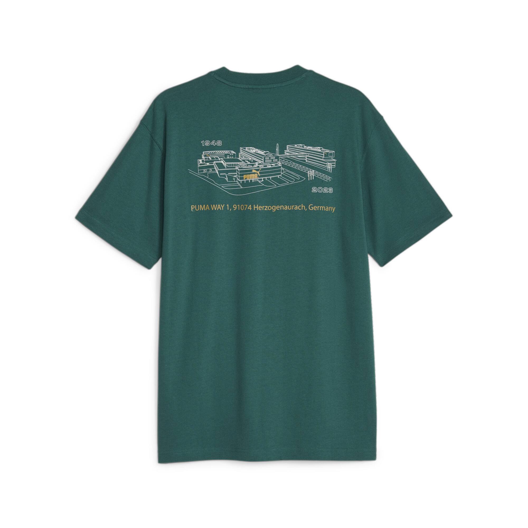 Men's PUMA 75 Logo Celebration T-Shirt In Green, Size 2XL, Cotton