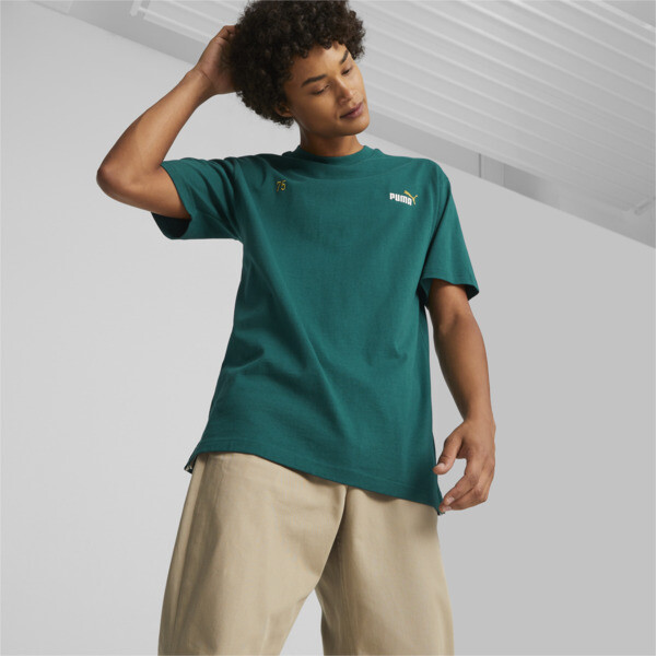 PUMA 75 Logo Celebration Men's Tee, Malachite, large-ZAF