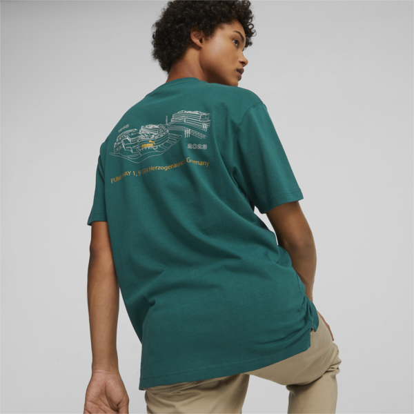 PUMA 75 Logo Celebration Men's Tee, Malachite, large-ZAF