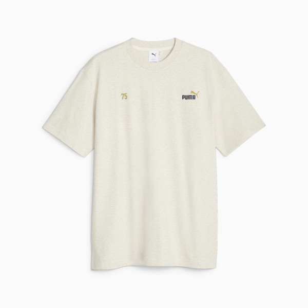 PUMA 75 Logo Celebration Men's Tee, Beige Heather, large-ZAF