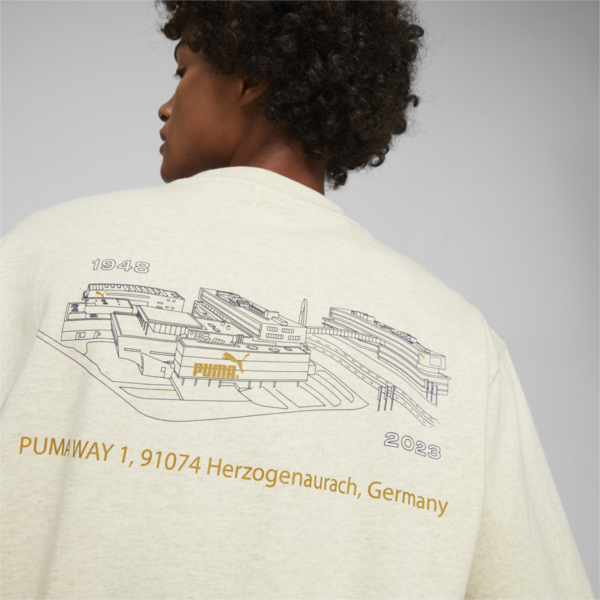 PUMA 75 Logo Celebration Men's Tee, Beige Heather, large-ZAF