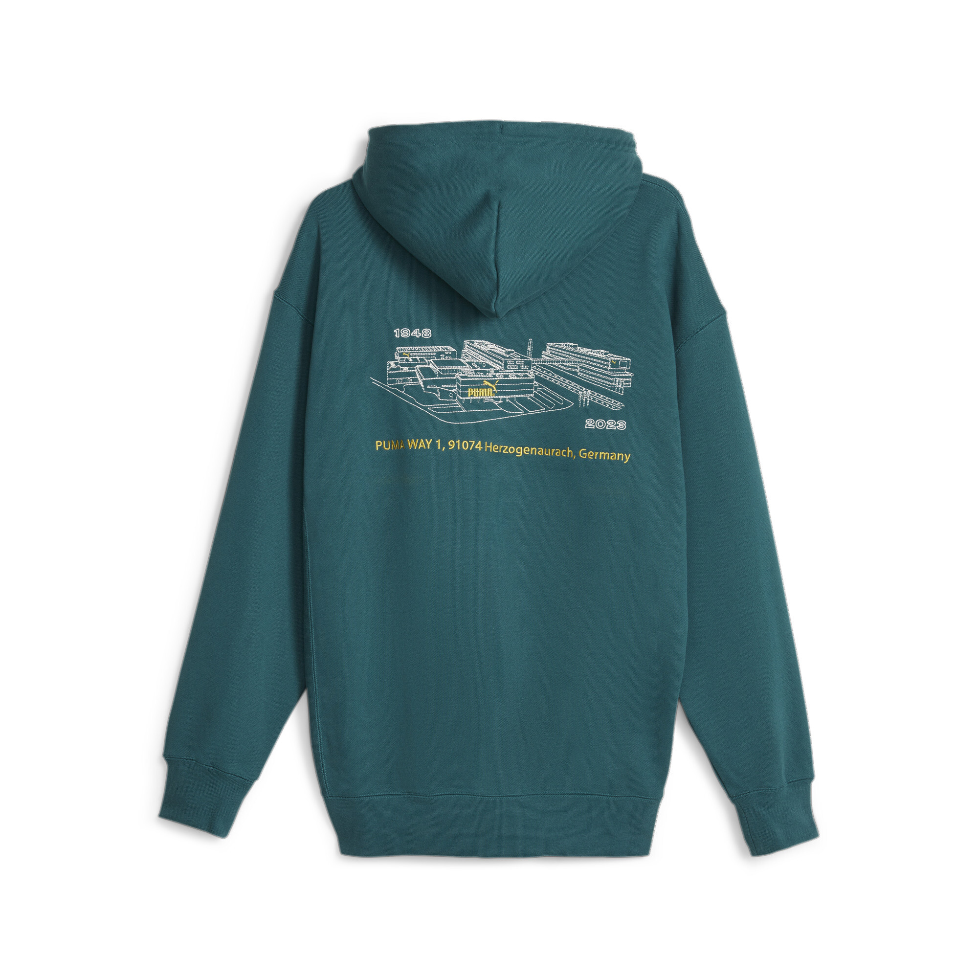 Men's PUMA 75 Logo Celebration Hoodie In Green, Size Small, Cotton