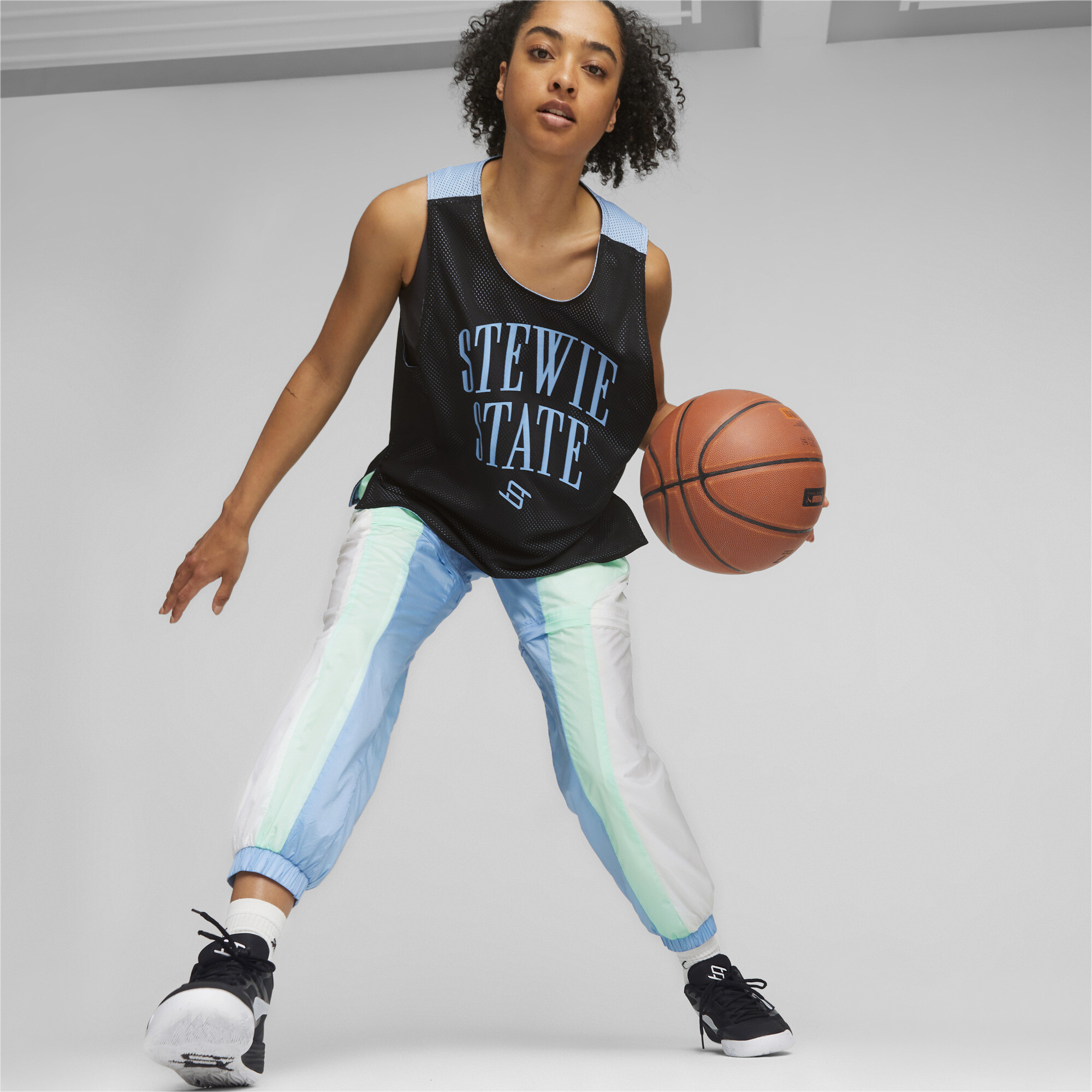 Women's Puma STEWIE X WATER's Basketball Jersey, Black, Size S, Clothing