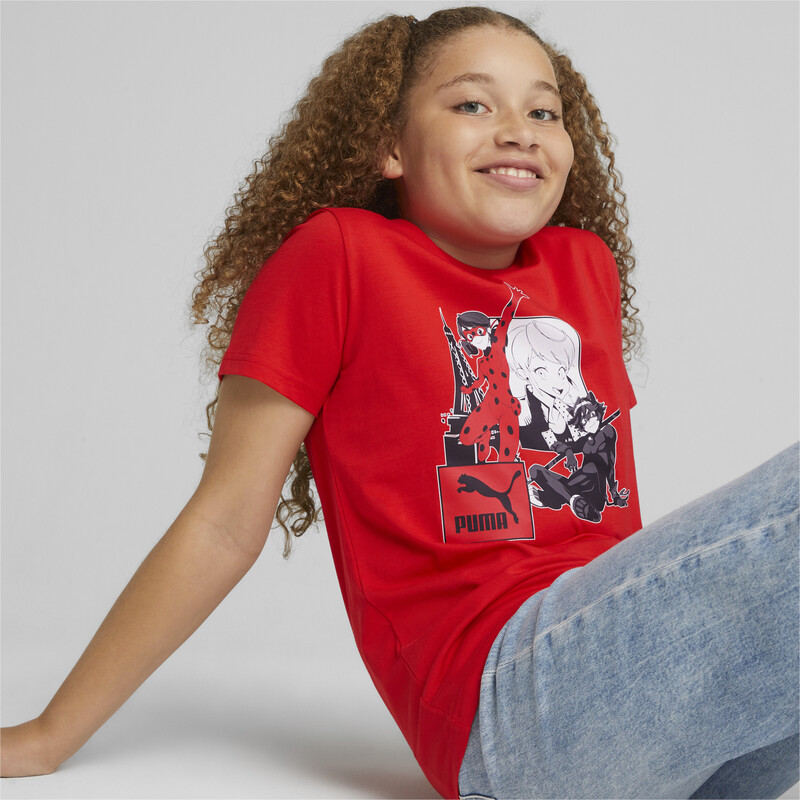 PUMA X MIRACULOUS Youth Tee in Red size 9-10Y