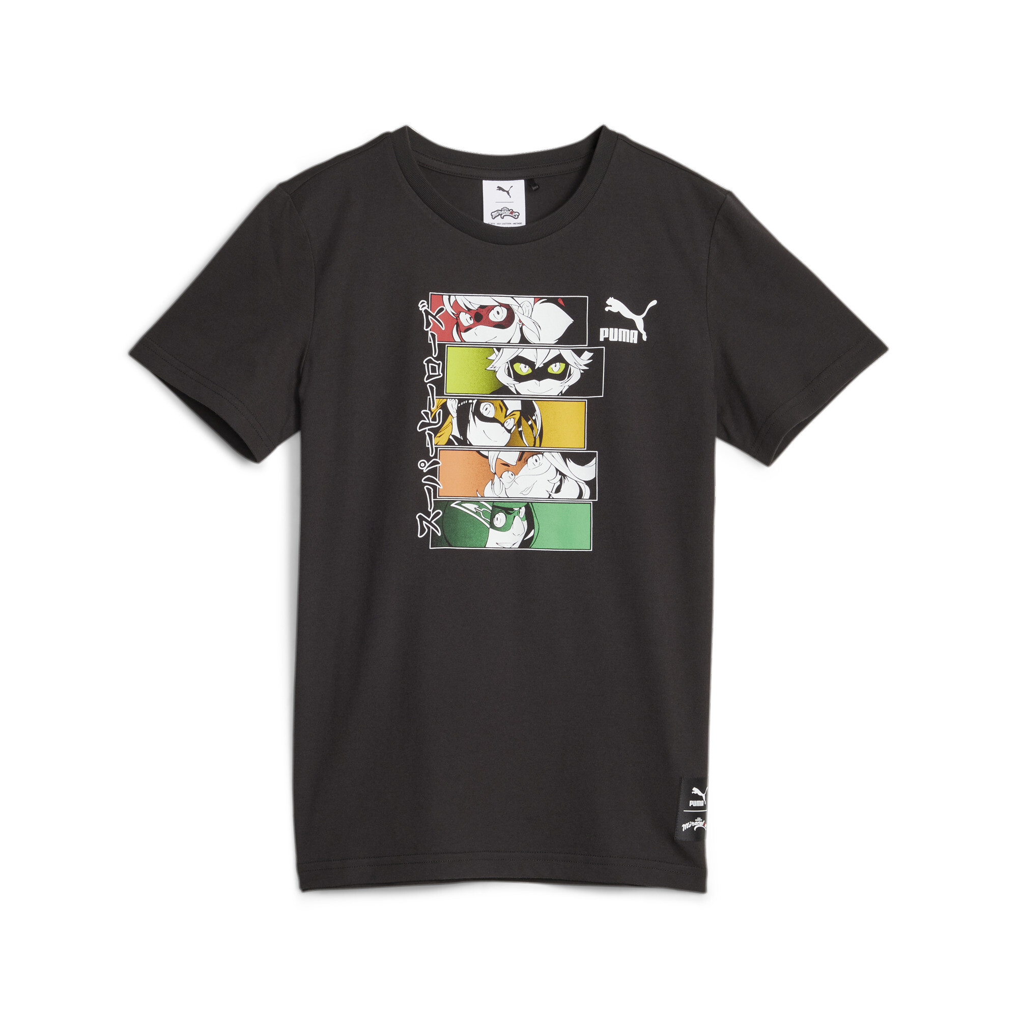 PUMA X MIRACULOUS T-Shirt In Black, Size 7-8 Youth