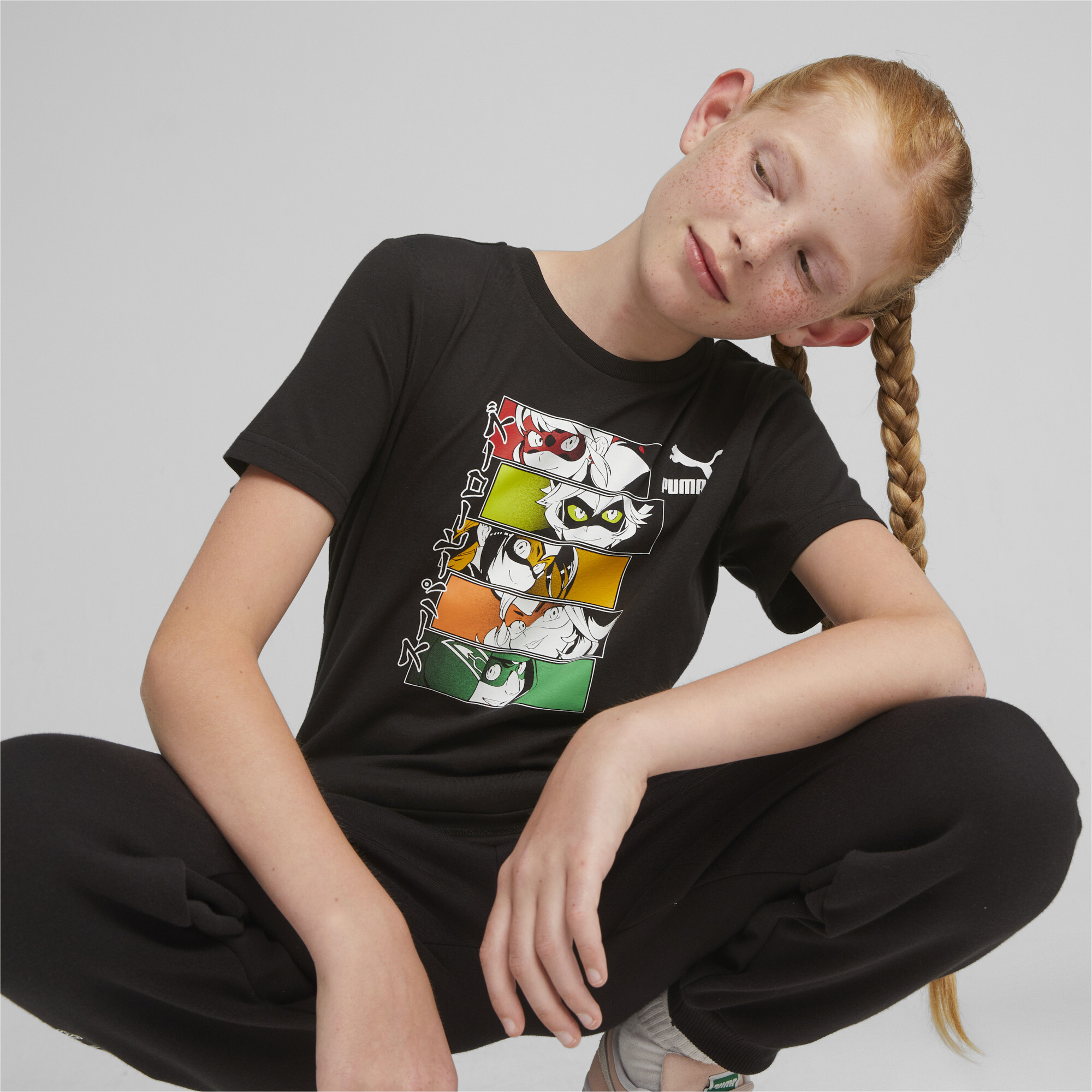 PUMA X MIRACULOUS T-Shirt In 10 - Black, Size 11-12 Youth