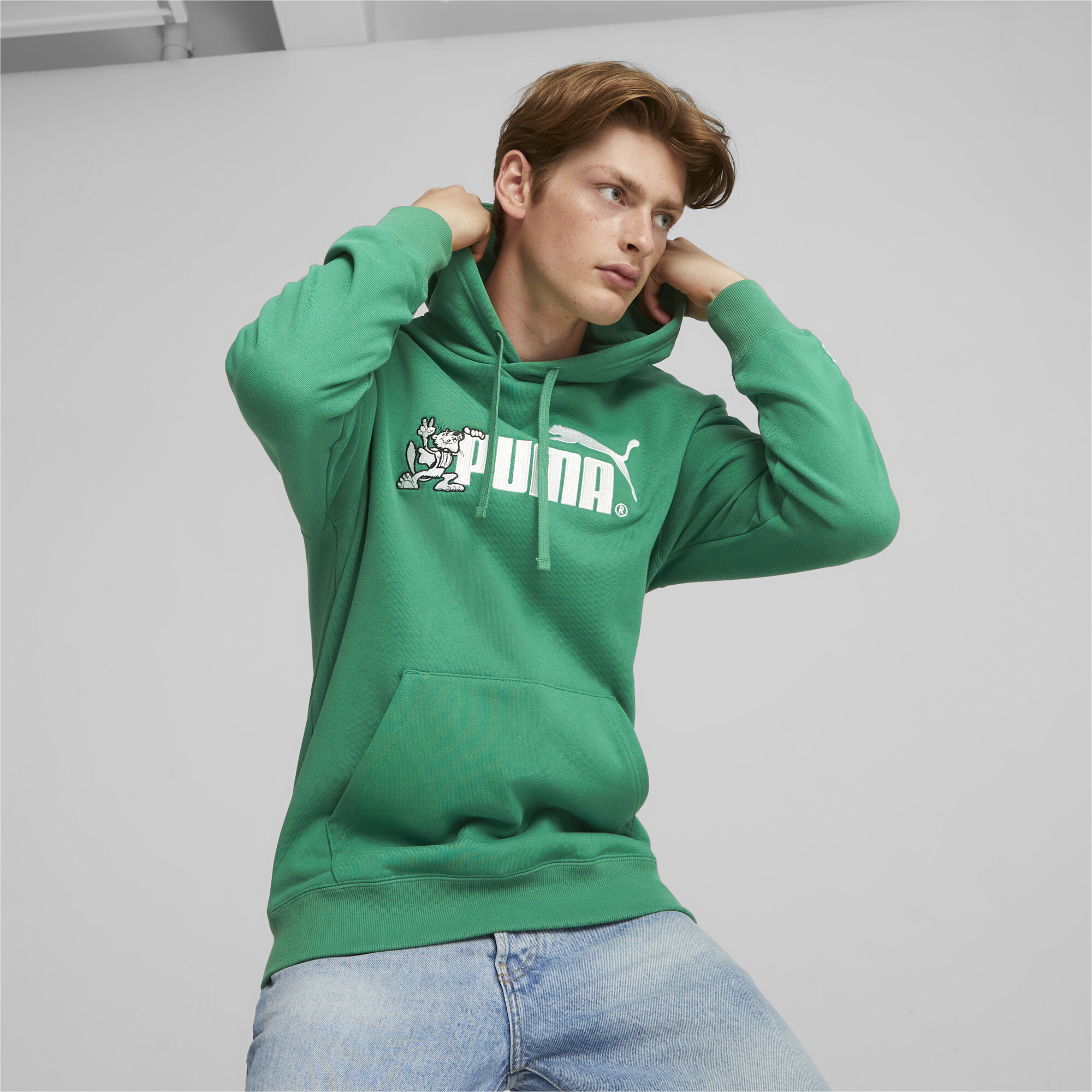 Men's PUMA NO. 1 LOGO Hoodie In Green, Size Small