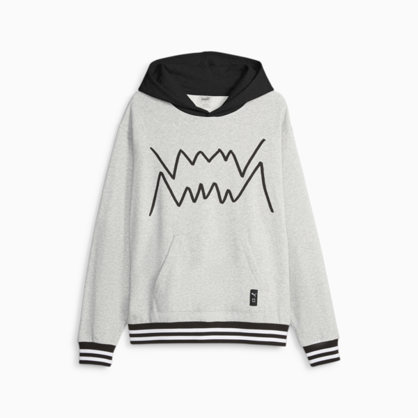 Buzo de basketball para hombre Franchise Core, Light Gray Heather-PUMA Black, large-ARG
