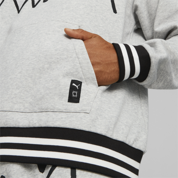 Buzo de basketball para hombre Franchise Core, Light Gray Heather-PUMA Black, large-ARG
