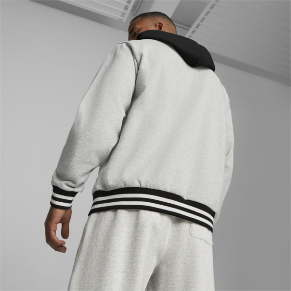Buzo de basketball para hombre Franchise Core, Light Gray Heather-PUMA Black, large-ARG