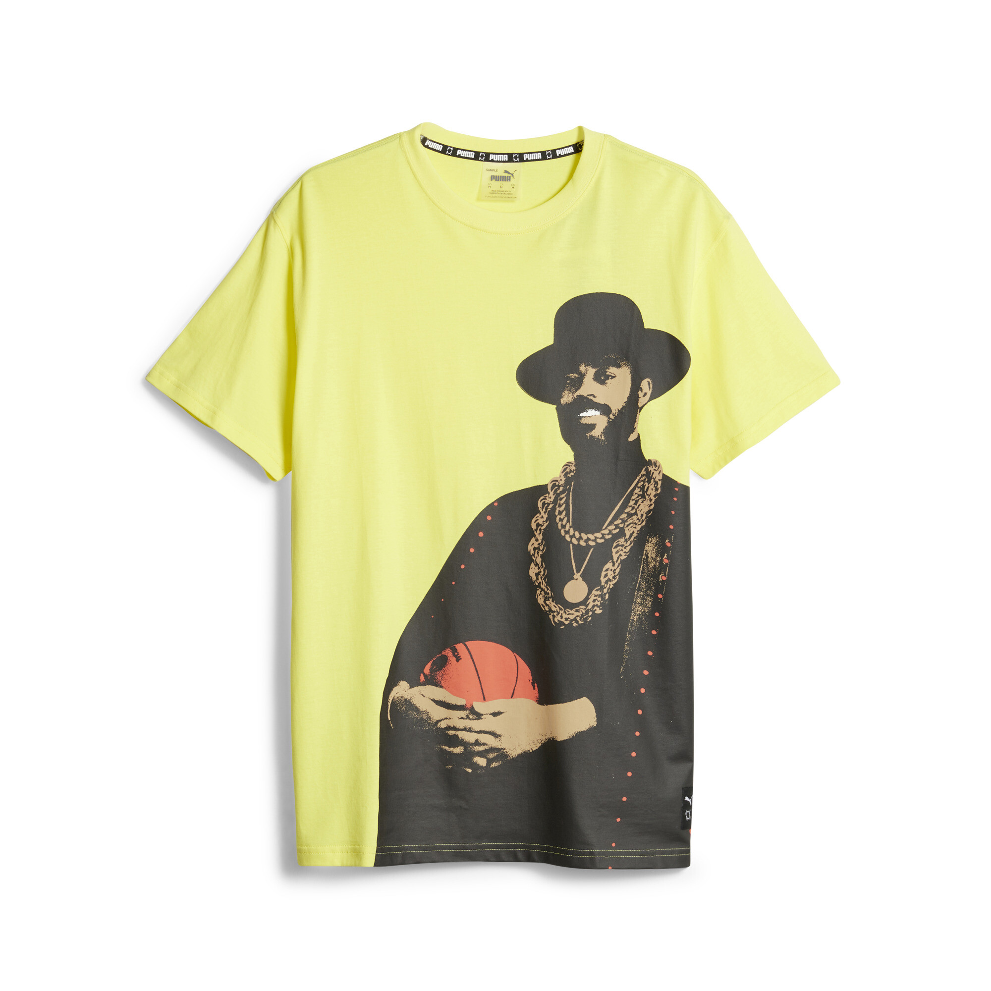 Men's PUMA Franchise Basketball Graphic T-Shirt In Yellow, Size Small