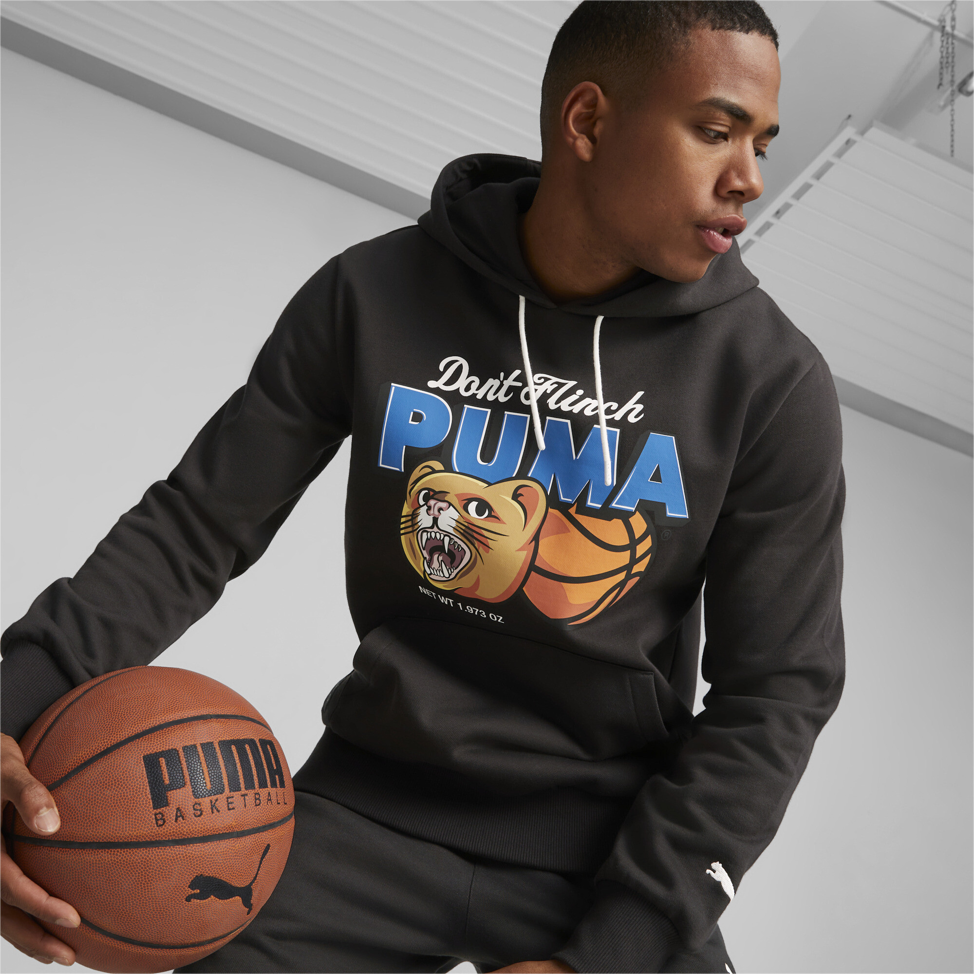 Men's PUMA DYLAN Basketball Hoodie In 10 - Black, Size 2XL