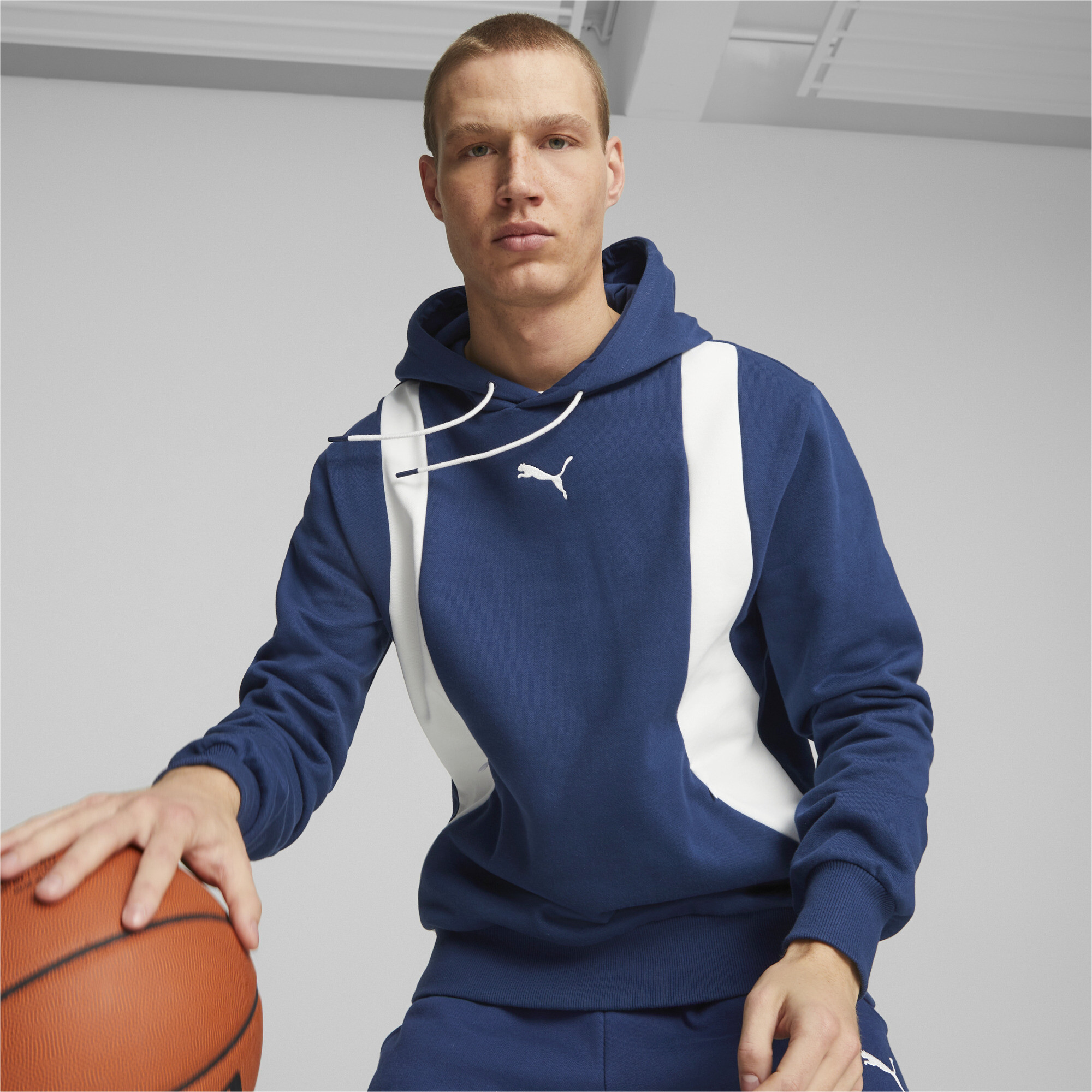 Men's PUMA Blueprint Formstrip Basketball Hoodie In 80 - Blue, Size XS