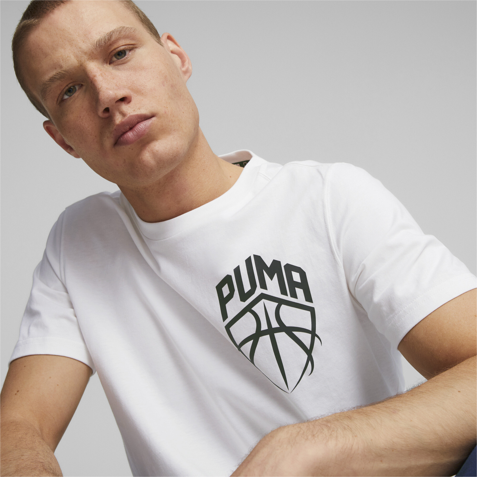 Men's PUMA Blueprint Basketball T-Shirt In White, Size Small