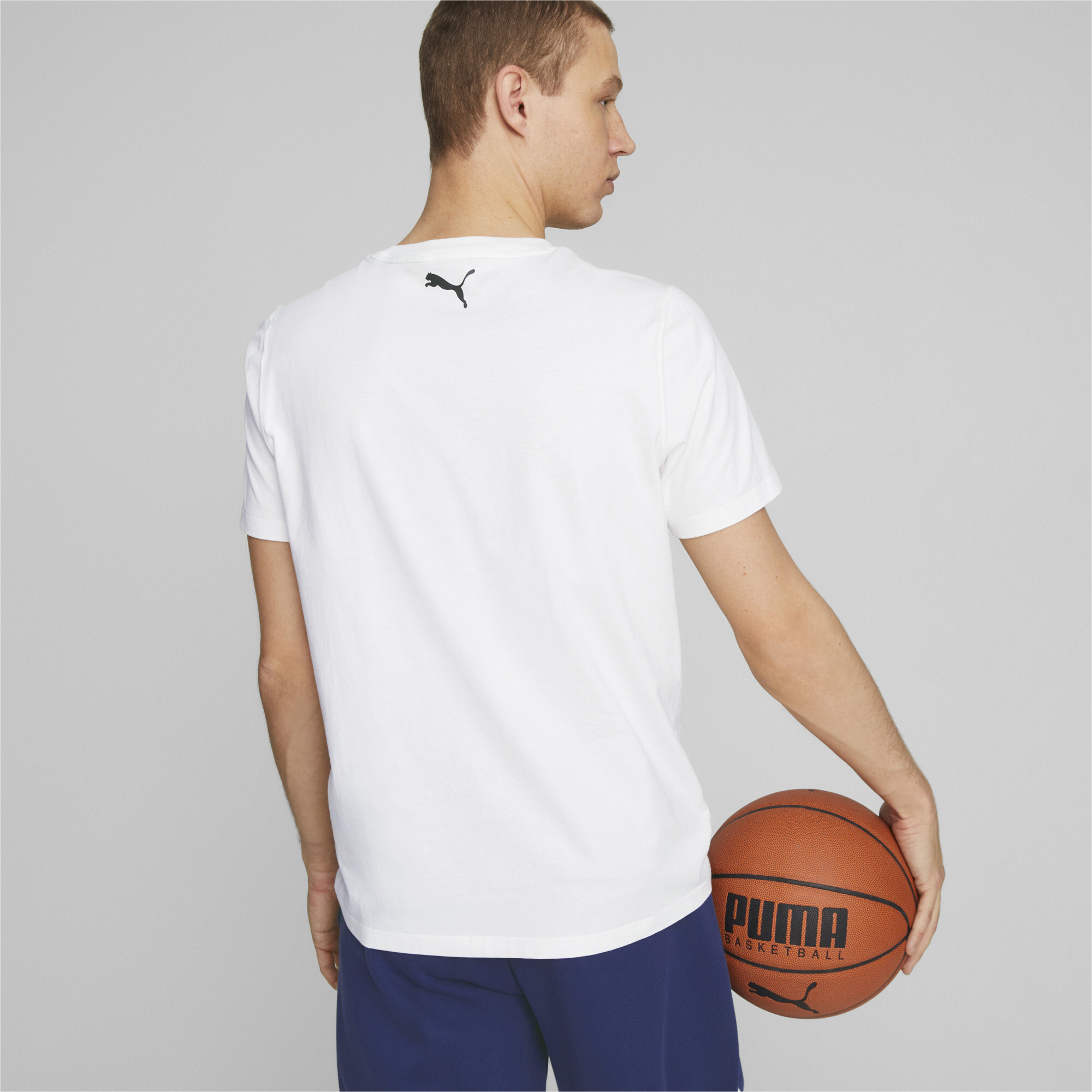 Men's PUMA Blueprint Basketball T-Shirt In White, Size Small