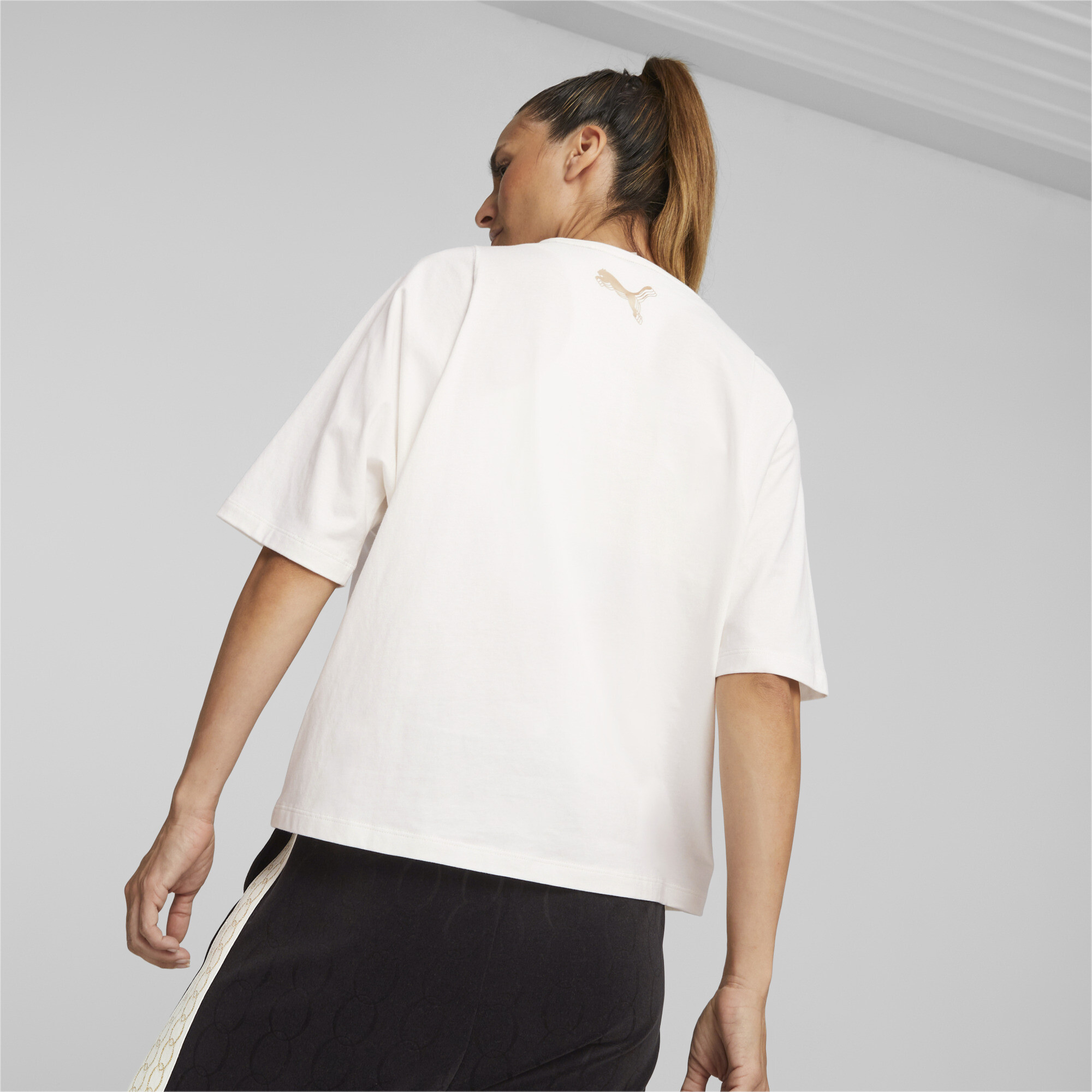 Women's Puma Gold Standard's Basketball T-Shirt, White, Size XS, Clothing