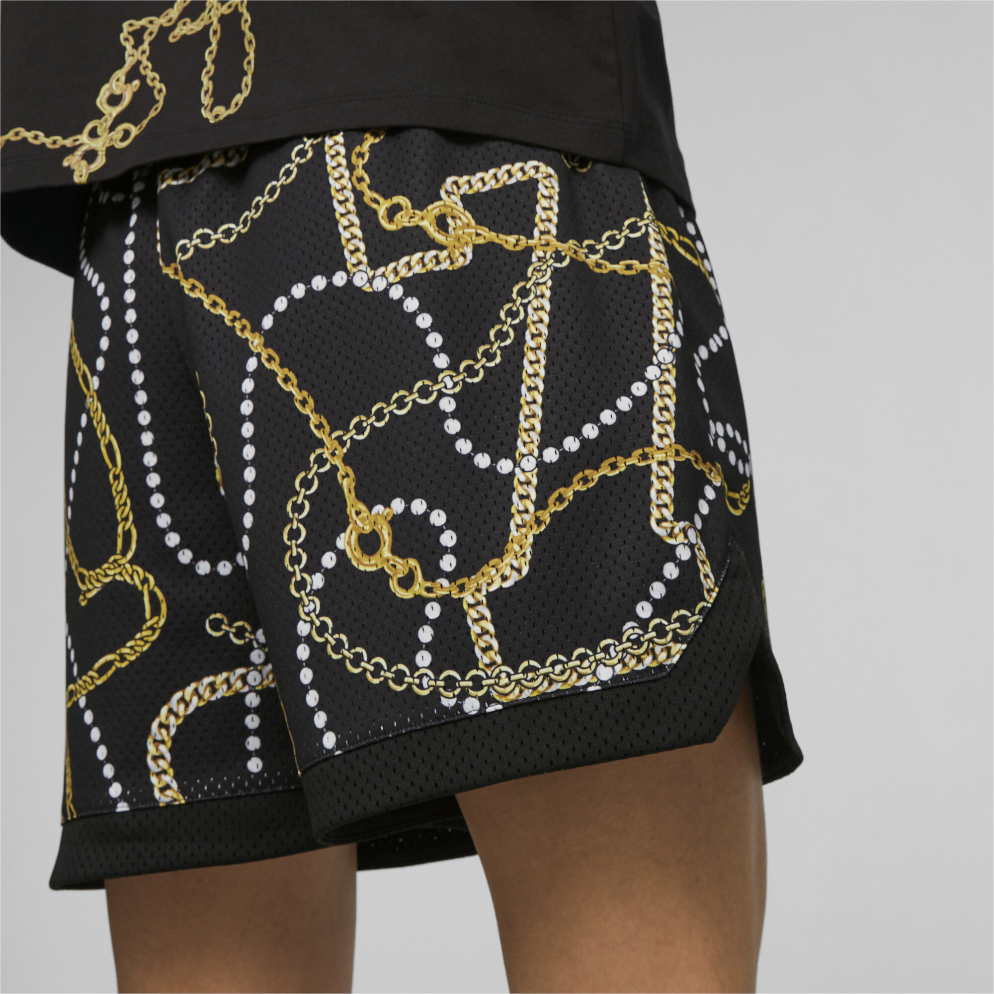 Women's Puma Gold Standard's Basketball Shorts, Black, Size XL, Clothing