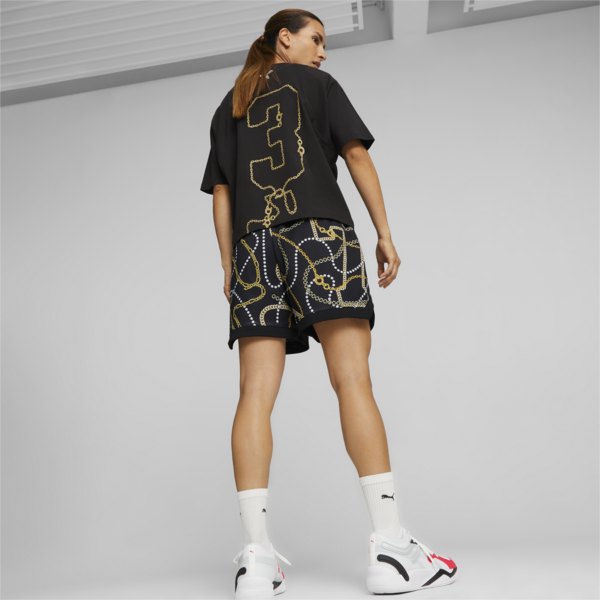 Gold Standard Women's Basketball Shorts, PUMA Black-AOP, large-ZAF