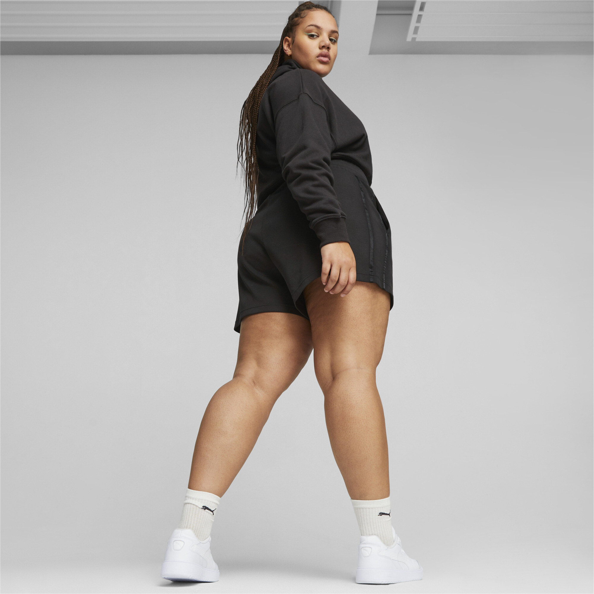 Women's Puma T7's High Waist Shorts, Black, Size M, Clothing