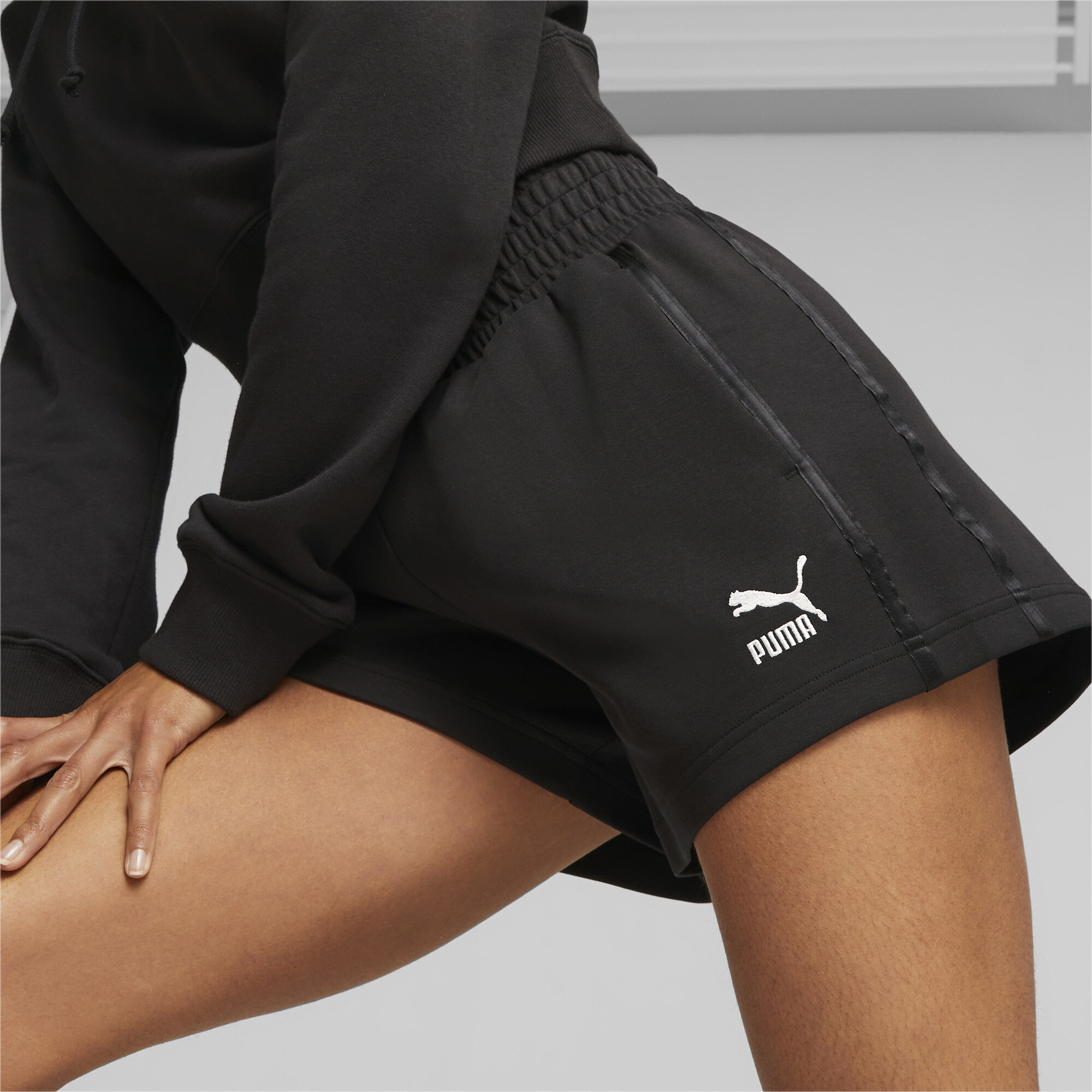 Women's Puma T7's High Waist Shorts, Black, Size XS, Clothing