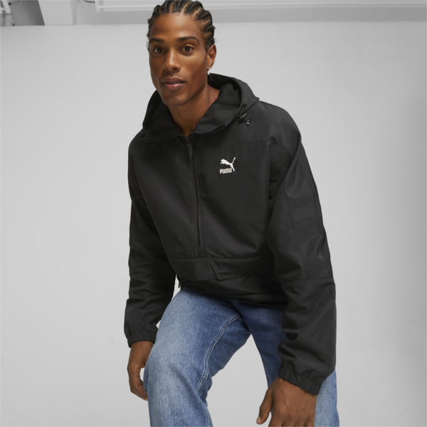 Campera Rompervientos con capucha para hombre, PUMA Black, large-ARG