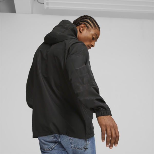 Campera Rompervientos con capucha para hombre, PUMA Black, large-ARG