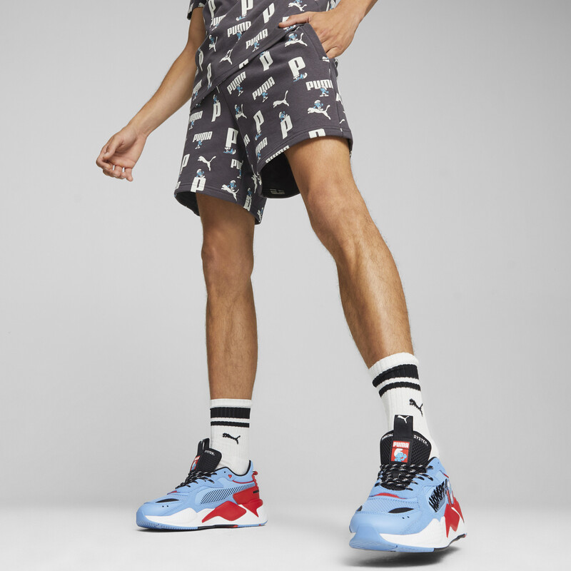 Men's PUMA X THE SMURFS Cotton Shorts in Dark Coal-AOP size L