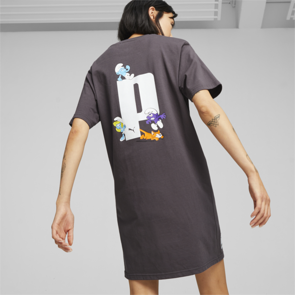 PUMA x THE SMURFS Tee Dress, Dark Coal, large-ZAF