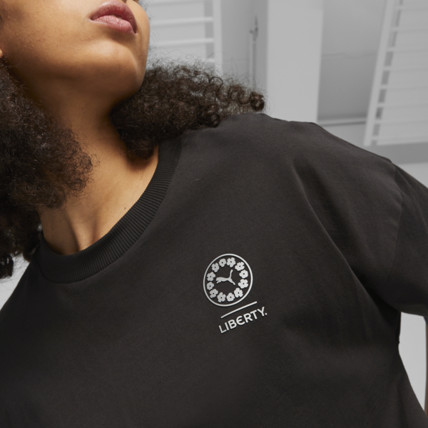 PUMA x LIBERTY Women's Graphic Tee, PUMA Black, large-ZAF