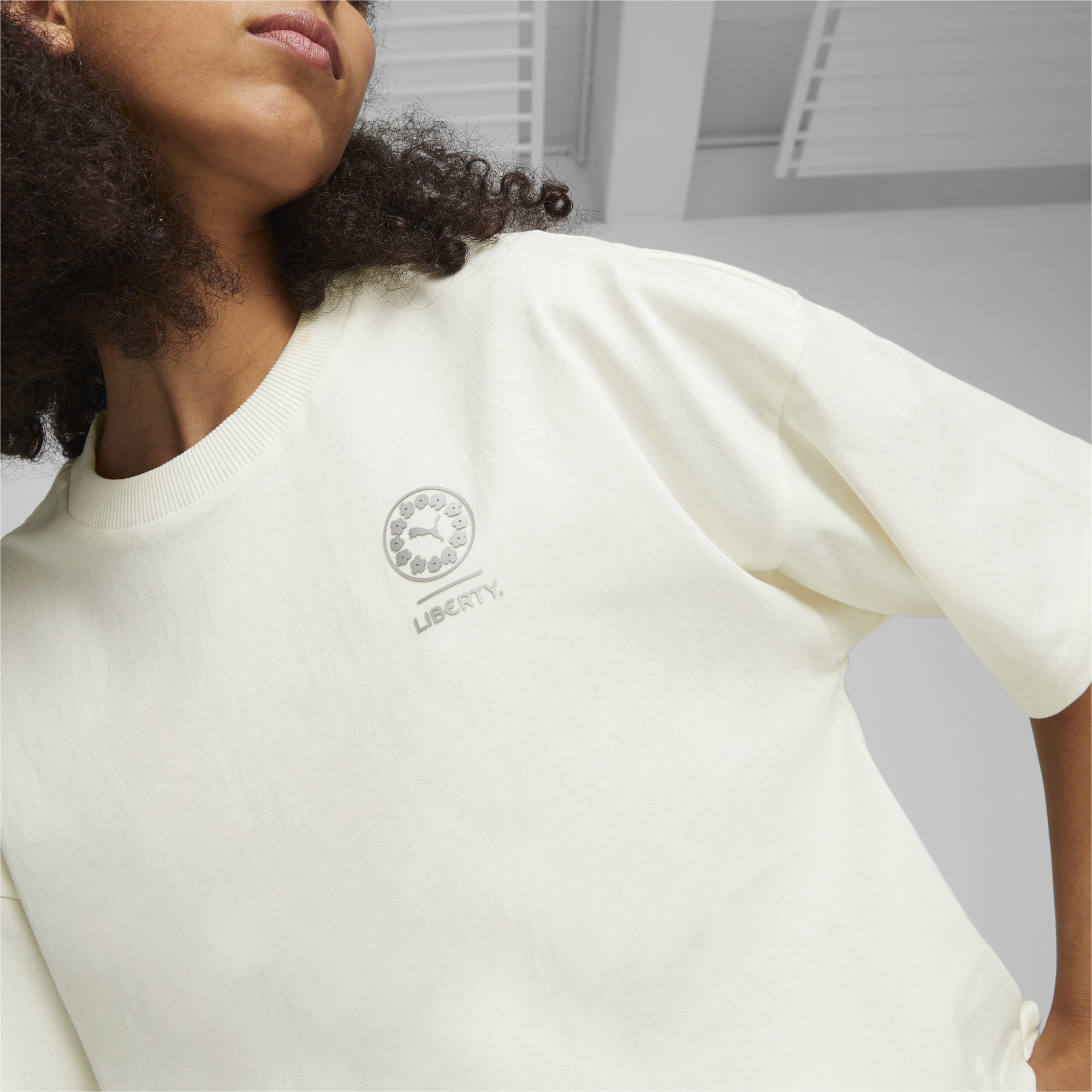 Women's PUMA X LIBERTY Graphic T-Shirt In White, Size Medium