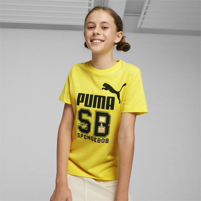 PUMA X SPONGEBOB SQUAREPANTS Youth Crew Neck T-shirt in Lemon Meringue size 13-14Y