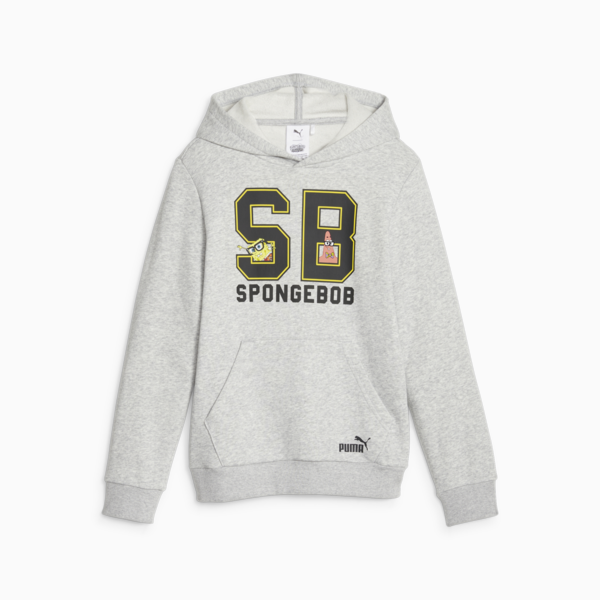 PUMA x SPONGEBOB SQUAREPANTS Youth Hoodie, Light Gray Heather, large-ZAF