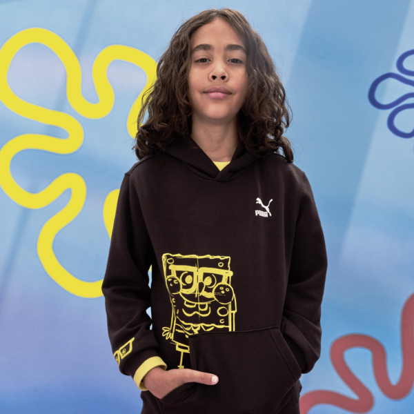 Buzo capucha juvenil PUMA x BOB ESPONJA, PUMA Black, large-ARG