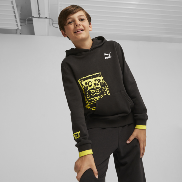 Buzo capucha juvenil PUMA x BOB ESPONJA, PUMA Black, large-ARG