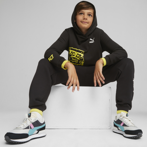 Buzo capucha juvenil PUMA x BOB ESPONJA, PUMA Black, large-ARG