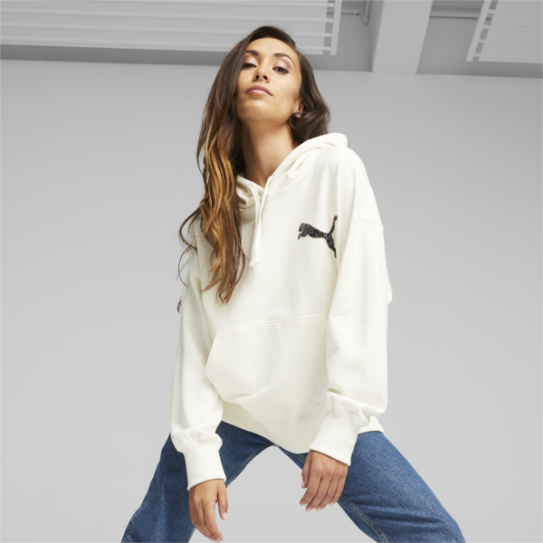 PUMA Swarovski Crystals Women's Hoodie, Warm White, large-ZAF