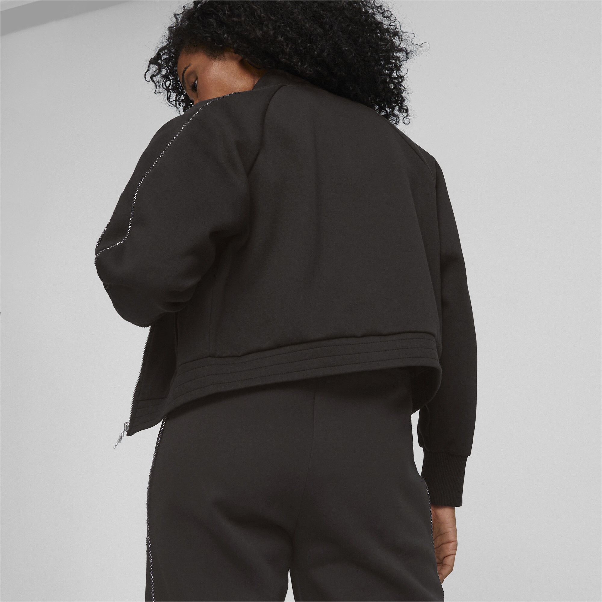 Women's PUMA Swarovski Crystals T7 Track Jacket In Black, Size Medium