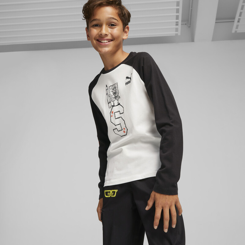 PUMA X SPONGEBOB SQUAREPANTS Youth Long Sleeve T-shirt in White size 9-10Y