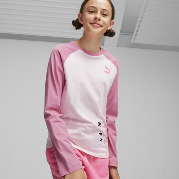 PUMA x SPONGEBOB SQUAREPANTS Youth Long Sleeve Tee, Frosty Pink, large-ZAF
