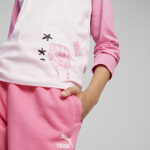 PUMA x SPONGEBOB SQUAREPANTS Youth Long Sleeve Tee, Frosty Pink, large-ZAF