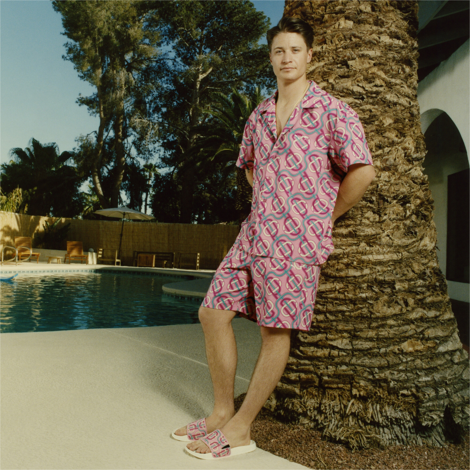 Men's PUMA X PALM TREE CREW Shorts In 70 - Pink, Size 2XL