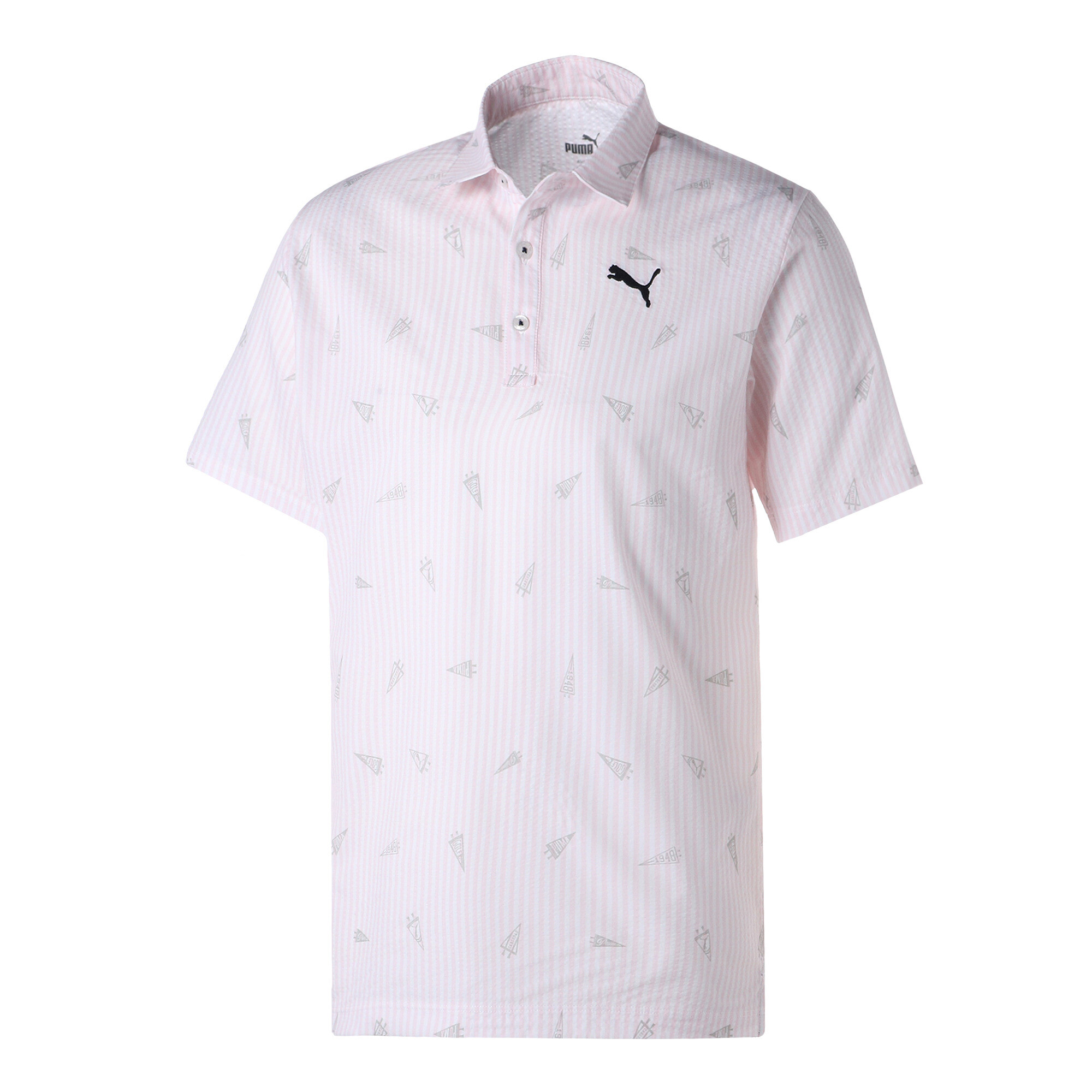 30%OFF！ プーマ メンズ ゴルフ フラッグプリント シアサッカー 半袖 ポロシャツ メンズ Pearl Pink ｜PUMA.comの大画像
